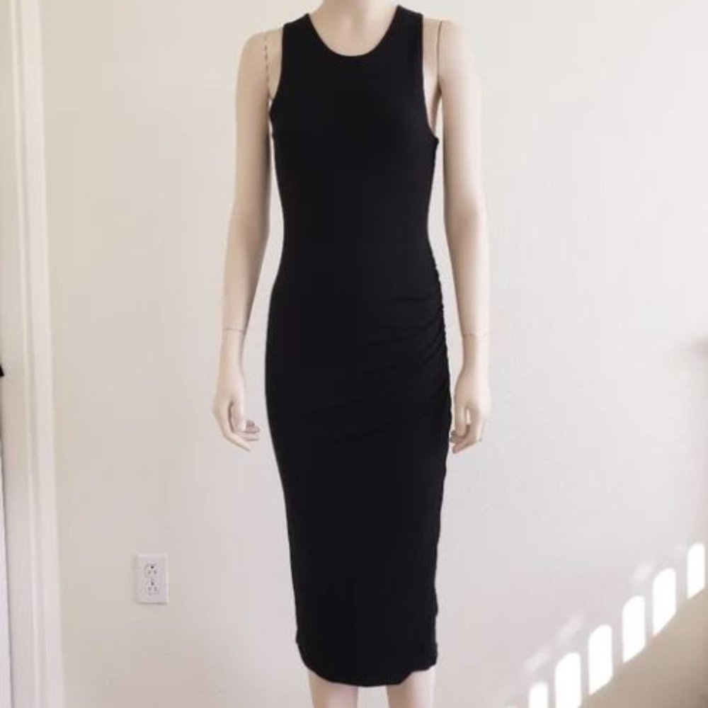 Banana Republic Black Side-Ruched Midi Tank Dress
